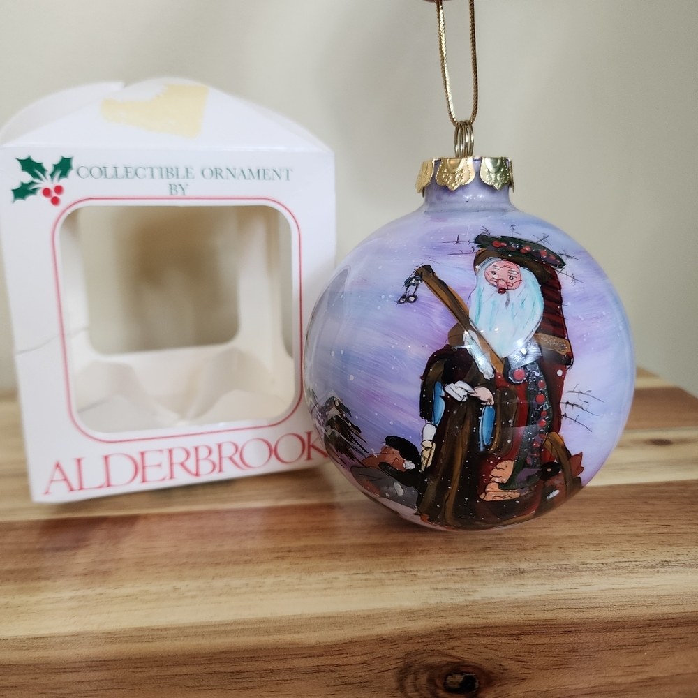 ALDERBROOK Hand Painted Old World Santa Christmas Ball Ornament